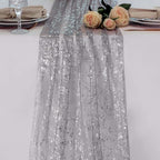 Snowkingdom 6Pcs 10Ft Grey Silver Gauze Sheer Table Runner by Snowkingdom