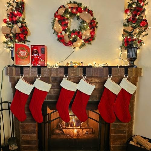 Christmas Stocking Holders for Mantle Set of 6, Stocking Hangers for Mantel Weighted, Heavy Duty, Flat, for Garland, Fireplace, Wall (Black) - Image 6