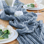 Cheesecloth Table Runner 10FT 12Pcs Dusty Blue Boho Gauze Runners - Image 6