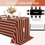 Fanqisi 2 Pack Striped Tablecloth 57x84 Inch Black and Orange Tablecloth - Image 2
