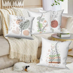 Bohemian Abstract Throw Pillow Covers 26"x26" Set of 4, Plant Leaves Geometric Minimalist Aesthetic Pillowcase for Sofa Chair Couch Bed Living Room Office Garden Patio Farmhouse Decorative - Image 5