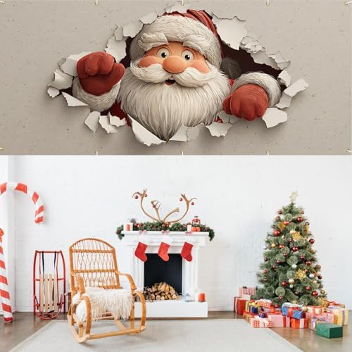 Santa Garage Door Banner 16x7 Ft - Breaking Through Paper Effect for Double Car Garage Fun Holiday Decor - Image 7