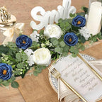 2 Pack 6.2Ft Blue White Flower Garland Artificial Eucalyptus Flower Garland - Image 2