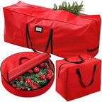 3 Pack Christmas Tree Storage Bag, for Artificial Trees up, Sturdy Waterproof With Reinforced Carrying Handles, Xmas Holiday Garland Bag Storage Case (Red, 9 Ft) by KPX