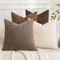 Set of 4 Soft Textured Decorative Throw Pillow Covers 20x20 Inch Cozy Farmhouse Cushion Cover Square Accent Pillow Cases for Bed Couch Sofa Living Room, Beige Taupe Brown by Cozoomy