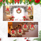 Ceenna 4 Pcs Pre-lit Artificial Christmas Wreaths 14 Inch Timer Lighted Christmas Wreaths with Bow Red Berries Pinecone Pine Needles 8 Model LED Light Xmas Wreath for Front Door Window Wall Holiday - Image 6