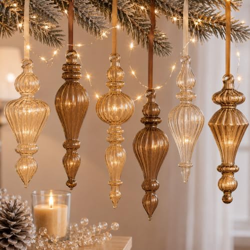 Sotiff 6 Pcs Mercury Glass Christmas Ornaments, Vintage Finial Decorations by Sotiff