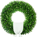 32'' Large Boxwood Wreath, Foldable Green Wreath with a Sash by HecatyDecorateYourHome