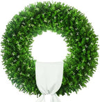 32'' Large Boxwood Wreath, Foldable Green Wreath with a Sash by HecatyDecorateYourHome