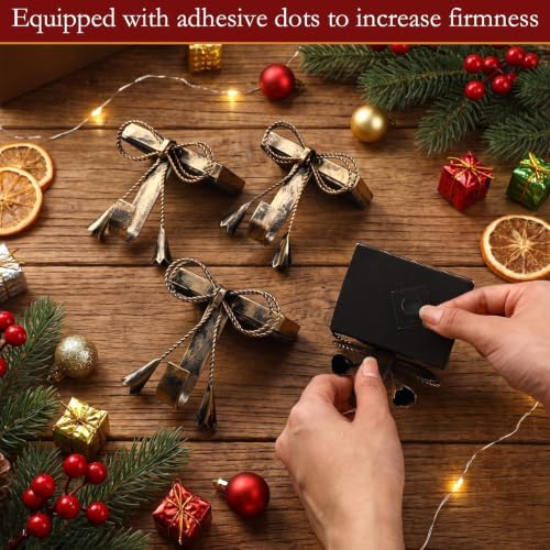 Flutesan 4 Pieces Christmas Bow Stocking Holders for Mantle Rustic Hanger - Image 4