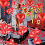 Romantic Anniversary Valentines Day Decorations Bedroom Special Night Decorations with I Love You Light Sign Balloons, Rose Petals, Artificial Roses, Red Heart Strings for Room Hotel Anniversary Decor - Image 6