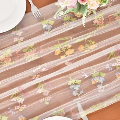Butterfly Floral Table Runner Flowers Tea Garden Party Picnic Table Decor - Image 4