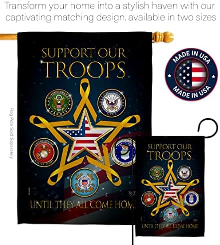 Support Our Military Troops Garden Flag - Set with Stand Armed Forces Service All Branches Honor United State American Veteran Official - House Banner Small Yard Gift Double-Sided 13 X 18.5 - Image 4