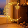 Glooglitter Pre-lit Eid Mubarak Decorations for Home Metal Ramadan Star Moon Crescent Light Decorations Outdoor Lighted Night Lamp Sign with LED String for Yard Lawn Pathway(Hanging Star) by Glooglitter