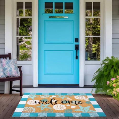 Tinideya 2 Pcs Summer Coastal Door Mat Beach for Front Porch Decor - Image 5