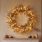 6 ft Fall Garland for Mantel, Pre-lit Autumn Garland with Lights - Image 5