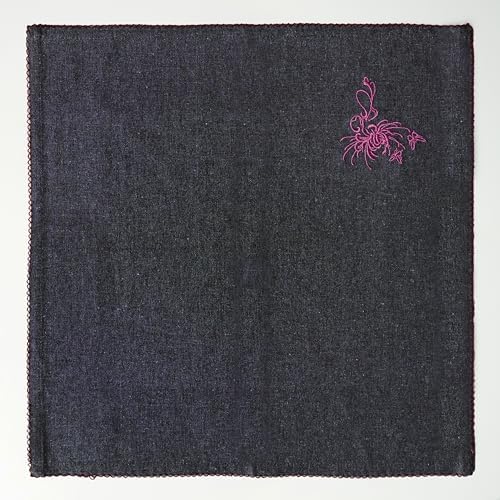 Luxury Embroidered Cloth Napkins – Coal Flame, Set of 6, 18x18 | Charcoal Dinner Napkins with Pink Floral Motif | Elegant Cotton Blend Table Napkins for Christmas, New Year & Formal Dining - Image 5