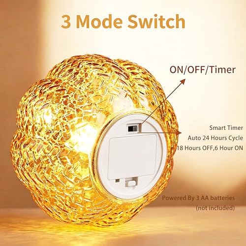 Fall Decorations for Home,Mercury Glass Pumpkin Lights with Timer(Orange) - Image 5