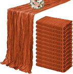 YMHPRIDE 12 Pack Cheesecloth Table Runner 35x70in Terracotta Table Runner by YMHPRIDE