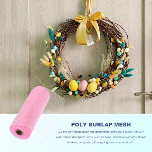 MECCANIXITY 3pcs 10 Inch Poly Burlap Mesh for Wreath, Decorative Mesh Fabric Ribbon 10 Yard for Fall Easter Christmas Flower Bow, Light Pink - Image 4