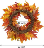 22" Fall Wreaths for Front Door Outside with Maple Leaves Pumpkin Red Sunflower Berries, Fall Decorations for Home,Artificial Autumn Door Wreath for Outside, Window, Wall, Thanksgiving Décor - Image 3