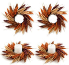Harvest Mini Fall Wreath, 4 Pack 12in Rustic Thanksgiving Wreath by Chonsun