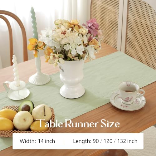 100% Pure French Linen Table Runner (SAGE,14x132 Inch) - Image 5