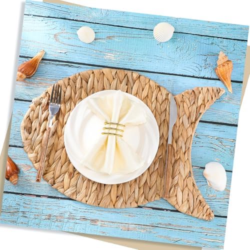 Set of 6 Fish Woven Placemats Water Hyacinth Nautical Placemats - Image 5