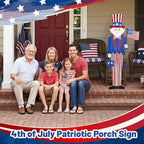 3FT Patriotic Uncle Sam Porch Sign 4th of July Wooden Door Decor, Large 250th Anniversary Memorial Day Front Door Decoration with USA Flag, Leaning or Hanging Outdoor Entryway Porch Decor - Image 4