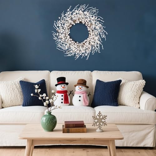 Winter Wreaths for Front Door 24 Inch Artificial Winter Wreath White Berry Wreath for Indoor Outdoor Window Wall Christmas Holidays - Image 7