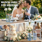 Mason Jars for Centerpiece Glass Flower Bud Vase Blue Vases, 6 Pc - Image 3