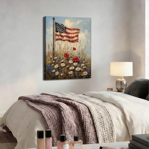 ZERILYN Ship Next Day – American Flag Canvas Wall Art, Patriotic Canvas Prints, 4th of July Pictures, Farmhouse Wall Decor, Americana Bedroom Artwork, Large Canvas Prints, Made in USA - Image 5