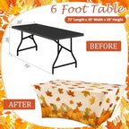 Oudain 2 Pcs Fall Tablecloth 6 ft Pumpkin Maple Leaf Table Cover - Image 2