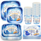 Ziliny 25 Set Hanukkah Party Supplies Chanukah Paper Goods, Square by Ziliny