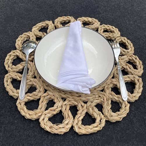 13.8" Set of 8 Round Seagrass Placemats by Laquedecraft - Image 4