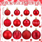 Lunmon 64 Pcs Red Christmas Ornaments Luxury Red Xmas Bulbs - Image 3