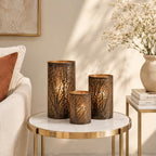 Deco 79 Metal Indoor Outdoor Candle Lantern 12", 9", 5"H, Brushed Bronze - Image 3
