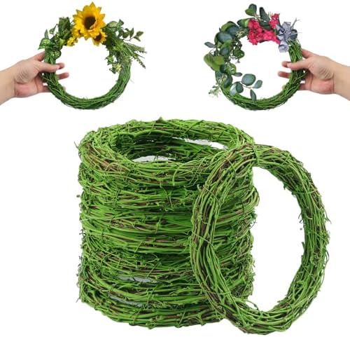 10 Pcs 8 inch Natural Grapevine Wreath Set, Green by KUKLIPJIM