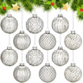 Jenaai 12 Pcs Christmas Silver Glass Ball Ornaments Vintage Tree Decoration by Jenaai