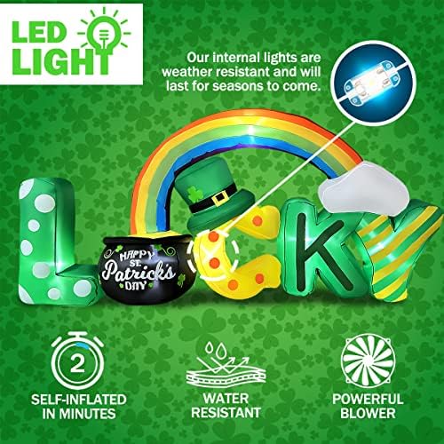 BLOWOUT FUN 6.5FT St Patricks Day Inflatable Lucky Letters Gold Pot Rainbow - Image 4