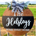 Wood front door sign Wood sign Home decor Welcome sign Sign for front door House warming gift Wedding gift (Last Name Home Sweet Home-DS002(A1) S003, 30" Width) - Image 2