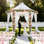 2Pcs Flower Garland Decorations, 12.27Ft Pink Flowers Rose Garland, Artificial Eucalyptus Greenery Vines with Floral for Wedding Wall Arch Table Centerpieces Backdrop Room Decor (Pink) - Image 4