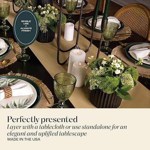 Disposable Table Runner for Dining Table, 16" x 48" 20-Pack Linen-Like Blue Paper Table Runners for Party, Wedding Or Event - Image 4