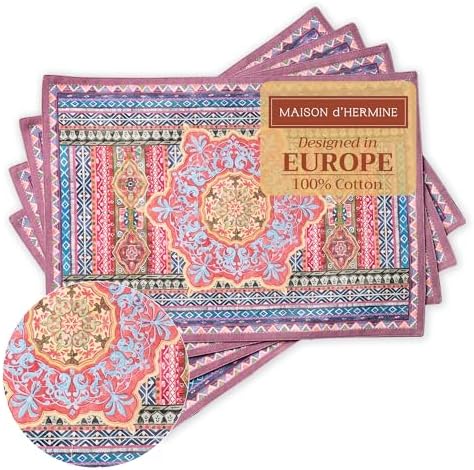 Maison d' Hermine Placemats Set of 4 Reusable 100% Cotton (13"x19") by MaisondHermine