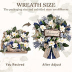 Waipfaru Wreaths for Front Door, 22 Inch Magnolia Door Wreath, 1 Pc - Image 3