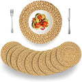 BARIEN Woven Placemats Round Set of 10, Natural Water Hyacinth Weave Placemat for Dining Table, Large Handmade Woven Placemats Heat Resistant Non-Slip (15") by BARIEN