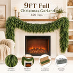 9ft Real Touch Artificial Christmas Cedar Garland for Mantle - Image 3