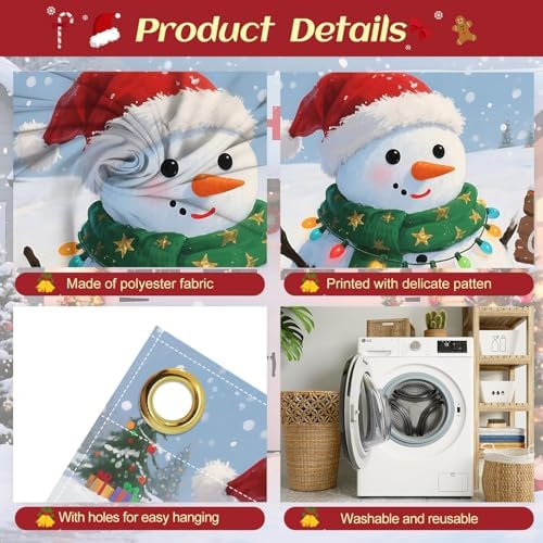 Cute Snowman Garage Door Banner 16x7 Ft - Merry Christmas Sign Design for Family Holiday Decorations - Image 3