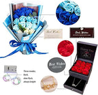 EIGHTOWN Roses Bouquet Artificial Flower - Preserved Blue Rose Flowers with Love Necklace for Her - Unique Gifts Valentine's Day, Mother's Day, Thanksgiving, Birthday, Anniversary - Image 3