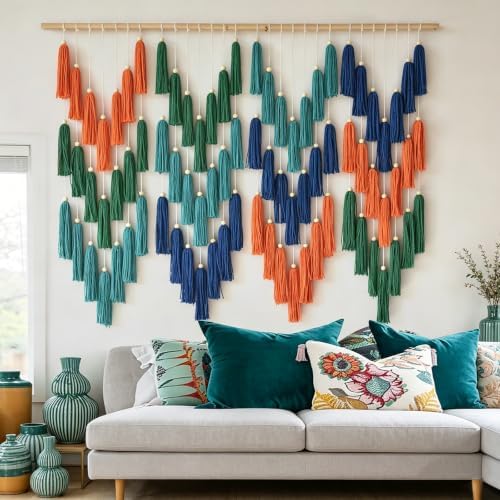 Macrame Wall Hanging Large Yarn Wall Art Boho Home Decor Handmade 47"W*39"L - Image 2